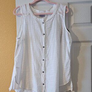 Women’s Summer Ease™ Sleeveless Shirt—Plus Size White